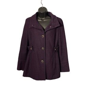Nine West Women's Wool Blend Pea‎ Coat Purple Size 10